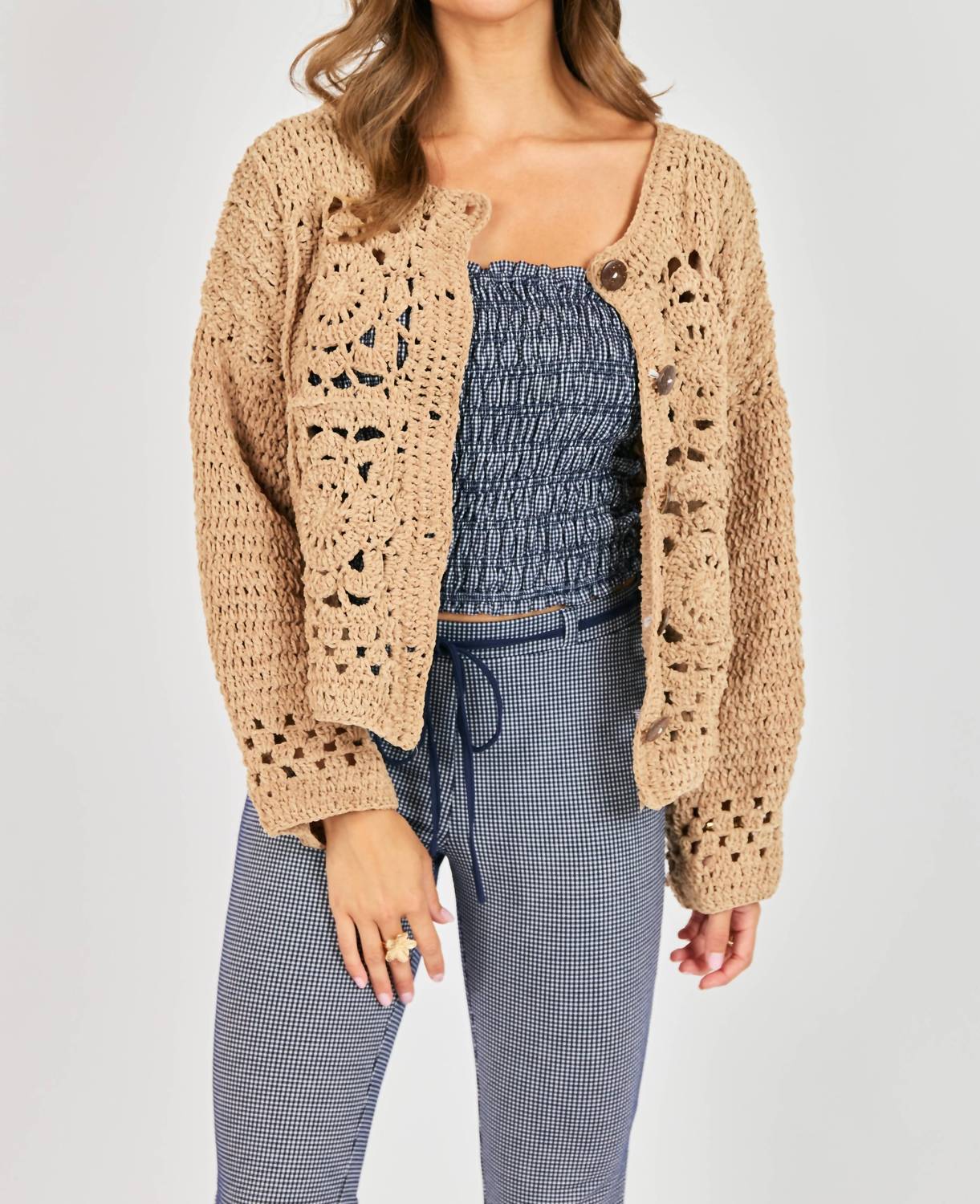 Sadie & Sage Frankie Smocked Tube Top in navy - women's shirt - view 6