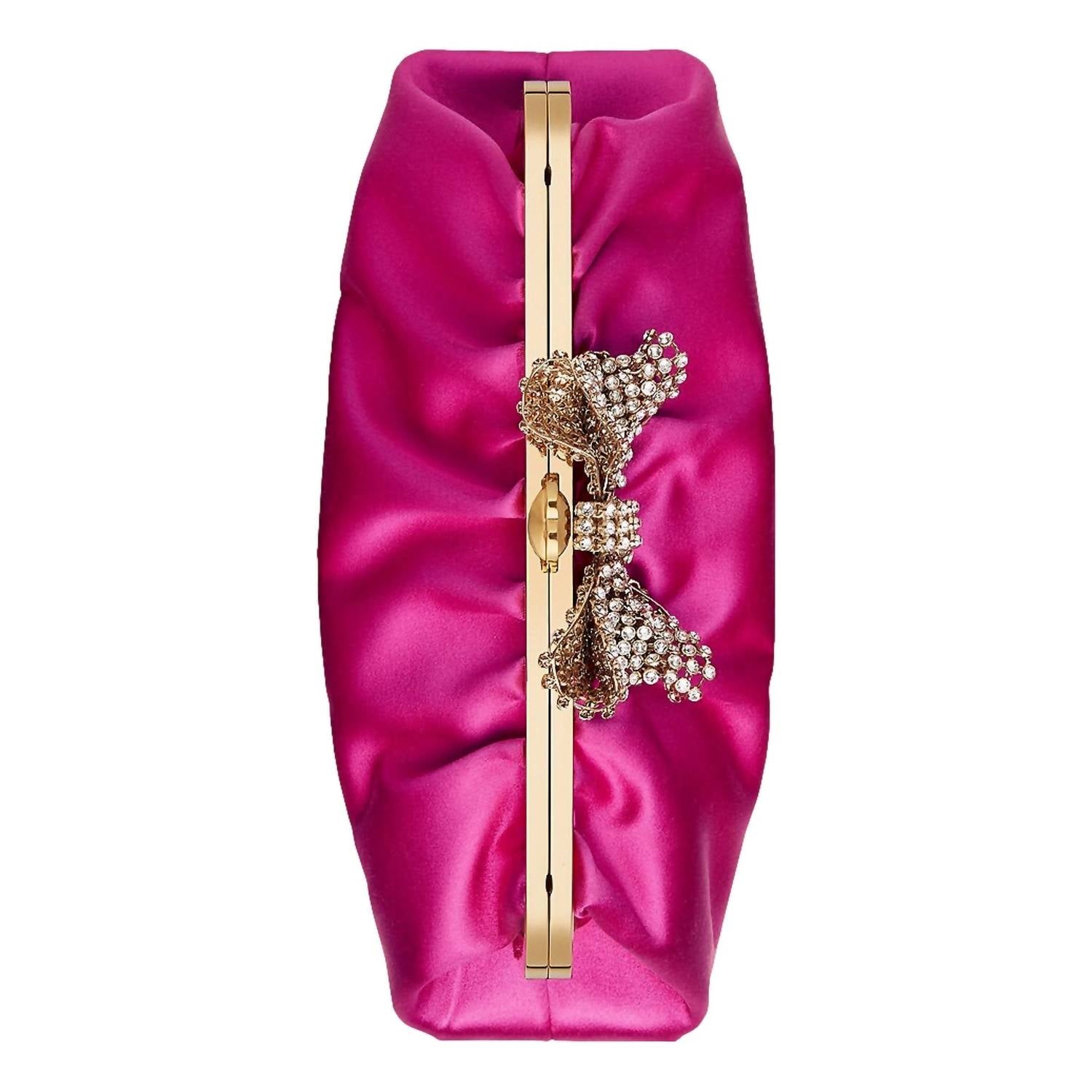 Gucci - Broadway Satin Crystal Bow Clutch Chain Shoulder Bag