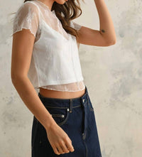 Miou Muse - Cropped Lace Top