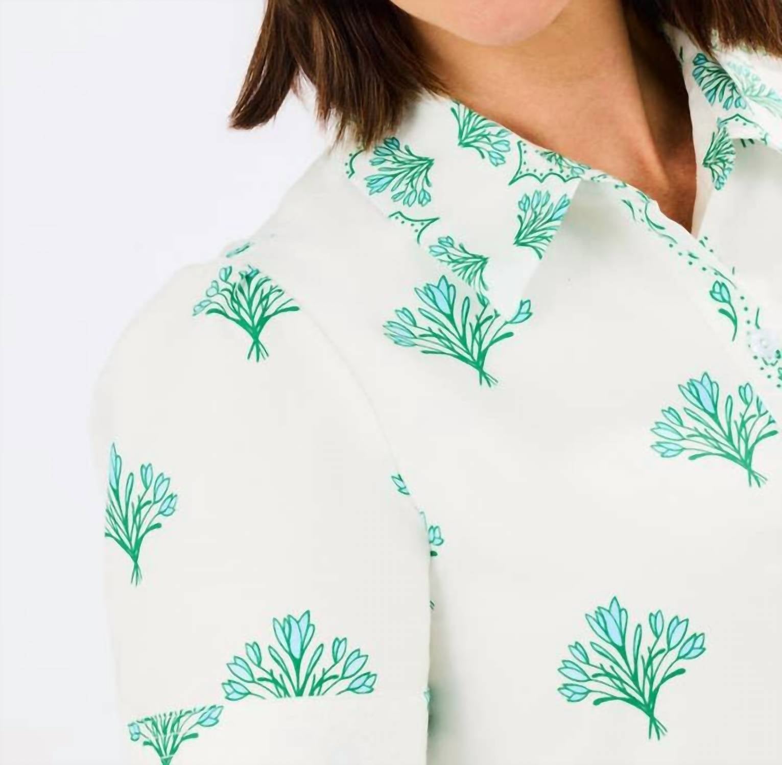 Mary Square - Collar Bloom Button Down Midi Dress