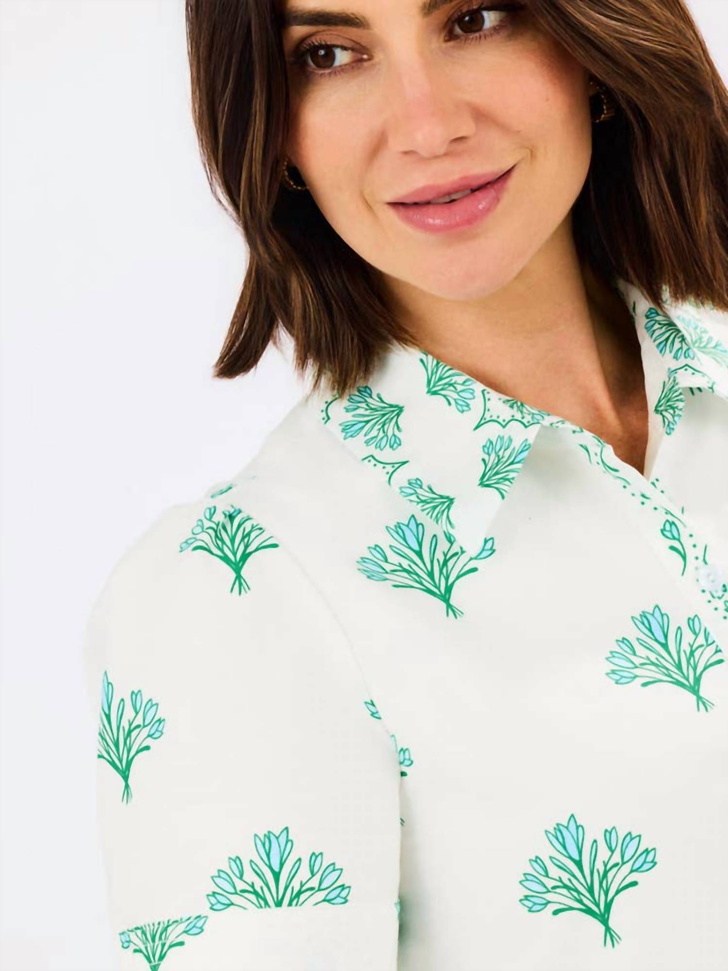 Mary Square - Collar Bloom Button Down Midi Dress