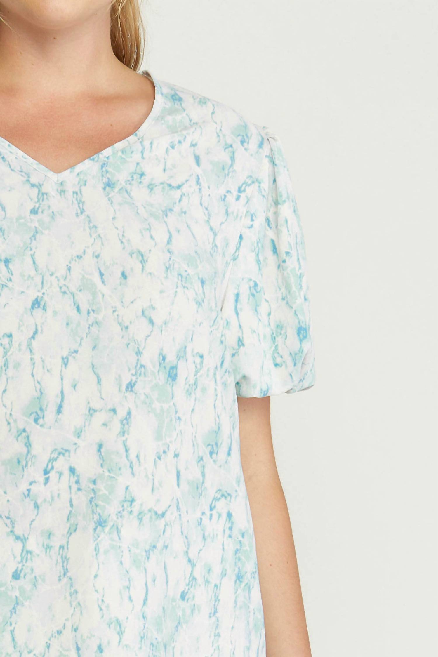 entro Watercolor Puff Sleeve Blouse in green - women's blouse - view 5