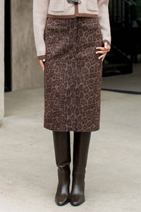 Thml - Women's Sweet Emotion Leopard Faux Suede Skirt