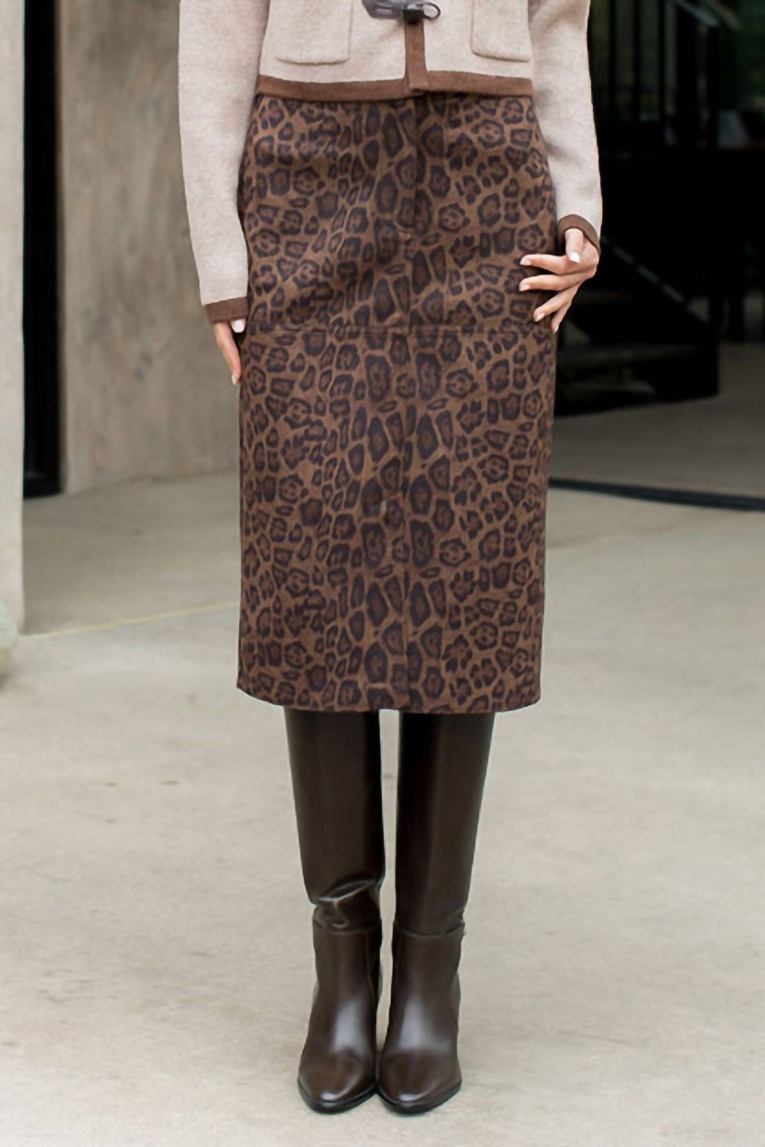 Thml - Women's Sweet Emotion Leopard Faux Suede Skirt