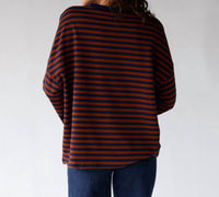 Mimosa Striped Long Sleeve Top in caramel tide - women's long sleeve top - detail view