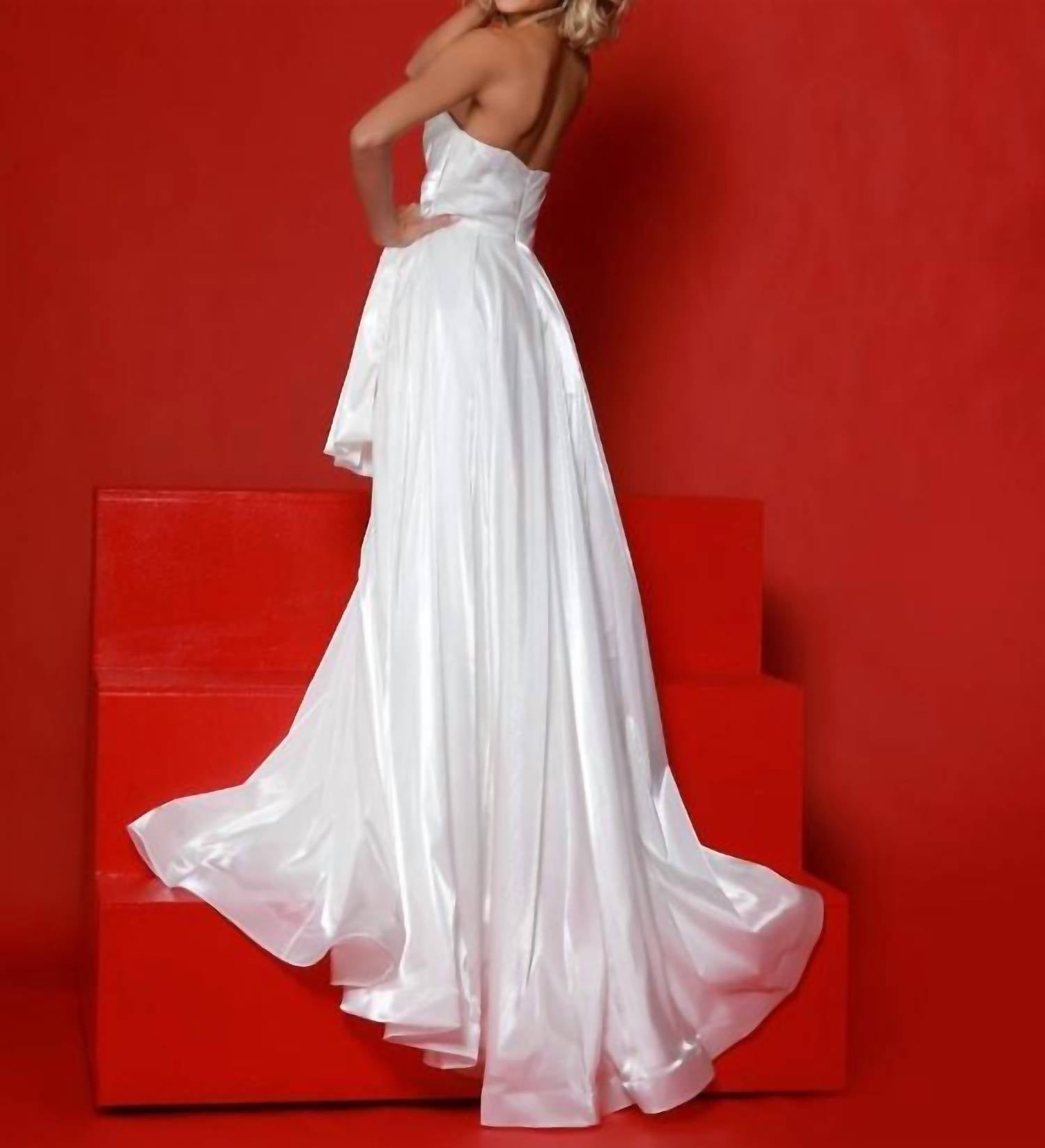 Johnathan Kayne Sweetheart A-line Gown in soft white - women's dress - detail view