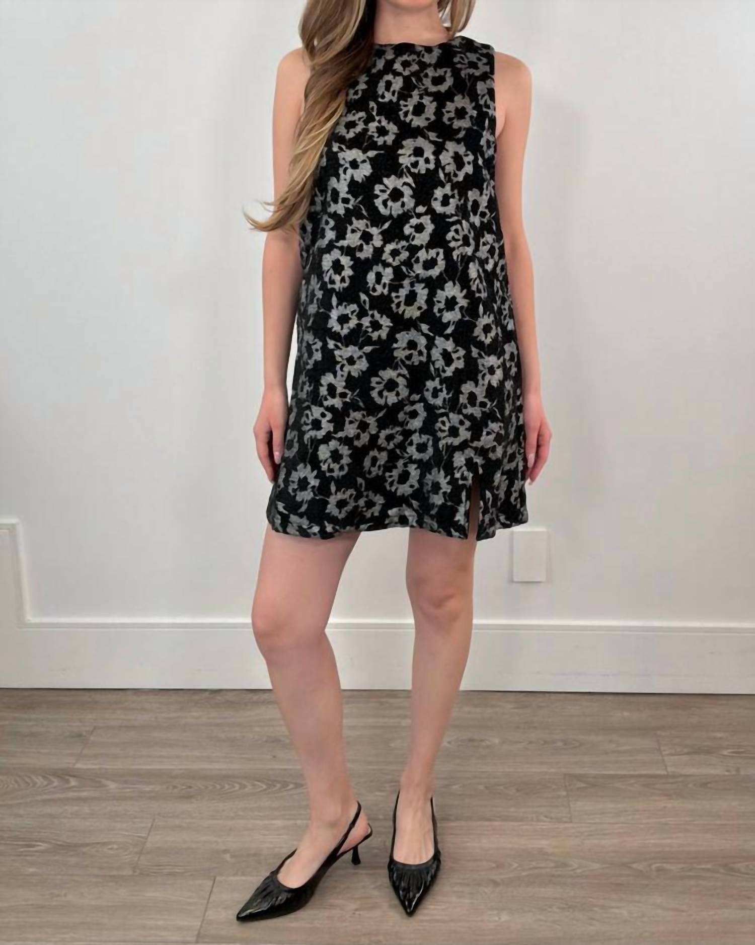 Frnch - Alicia Metallic Floral Jacquard Mini Dress