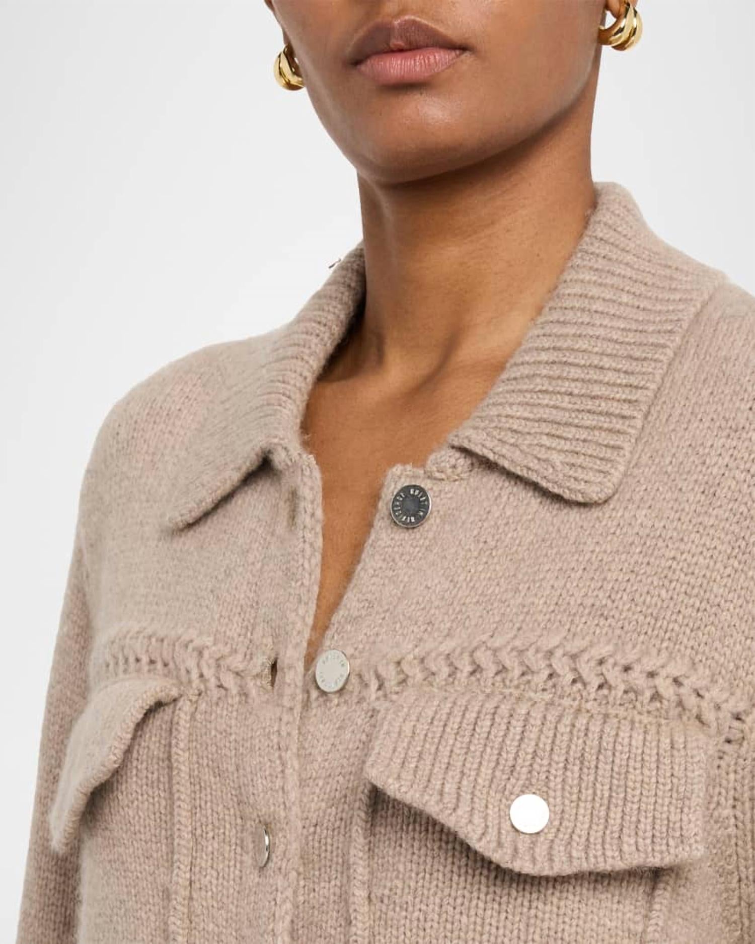 Guest In Residence Jean Jacket in residence jean jacket in taupe - women's jacket - detail view