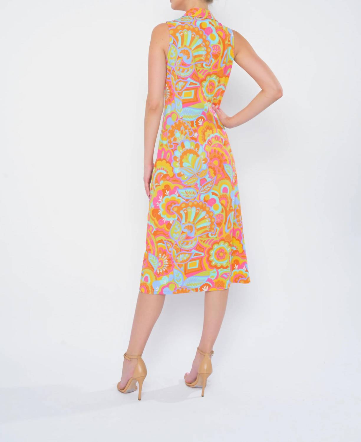 Flora Bea - Adrianne Button Up Sleeveless Dress