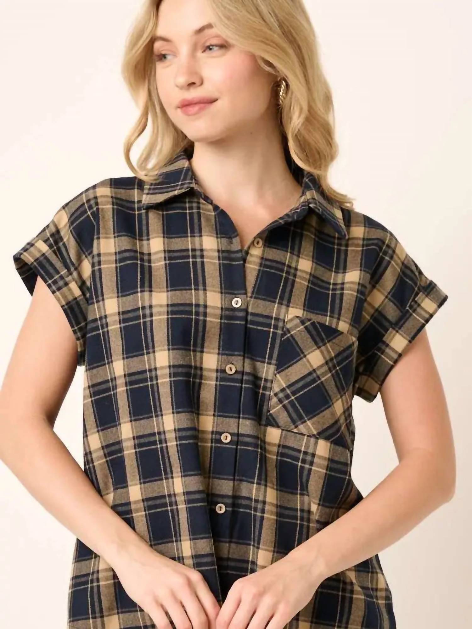 Mittoshop - Checkered Plaid Print Shirt