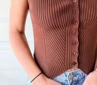 Current Air - Coffeehouse Ribbed Button Tank Top