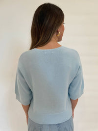 Kinross - Gaby Garter Easy Vee Elbow Sleeve Sweater