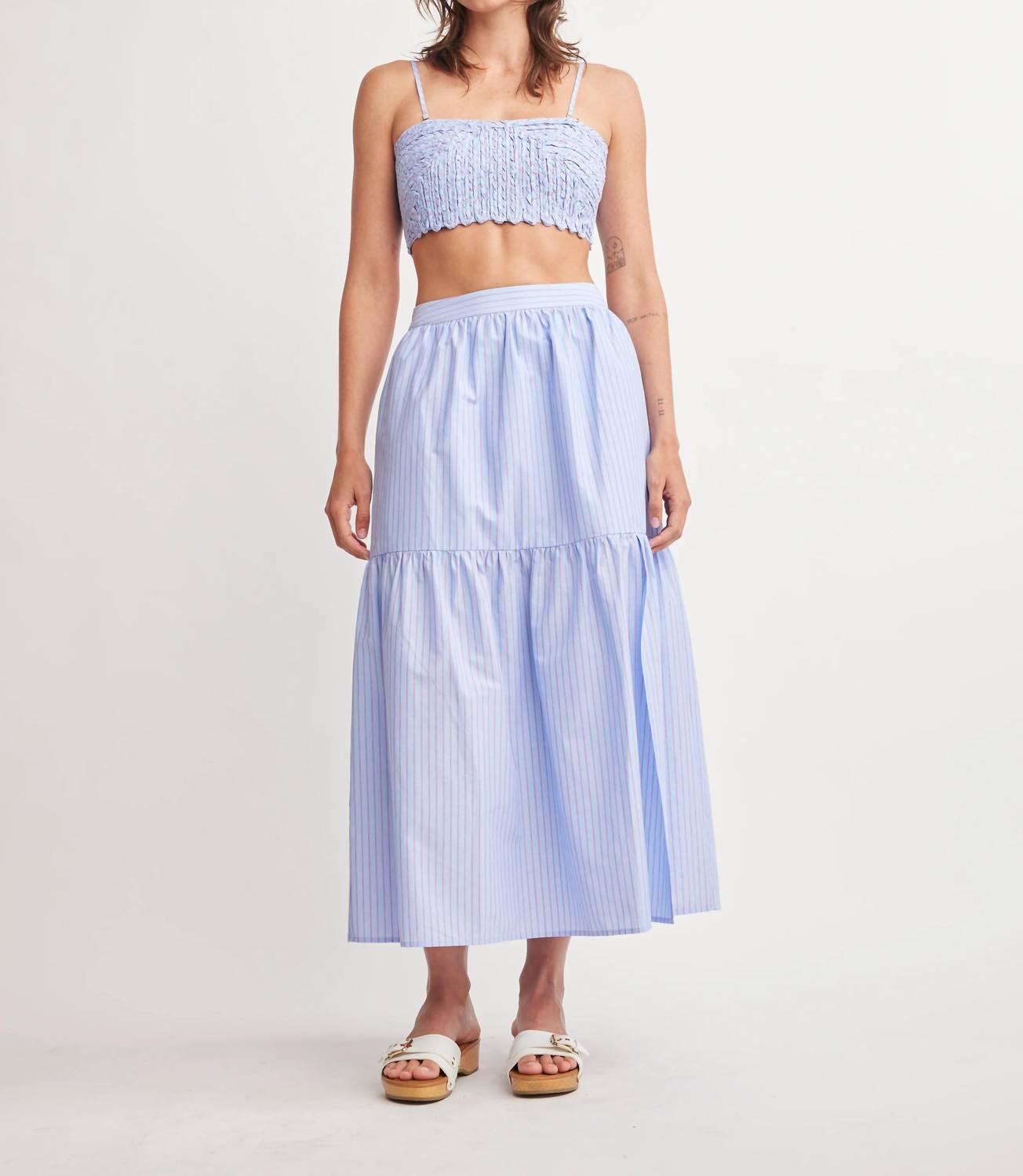 Self Contrast - Rain Front Slit Midi Skirt