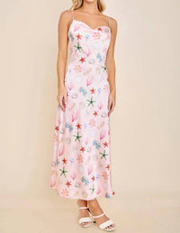 Main Strip - Capri Seashell Coastal Slip Midi Dress