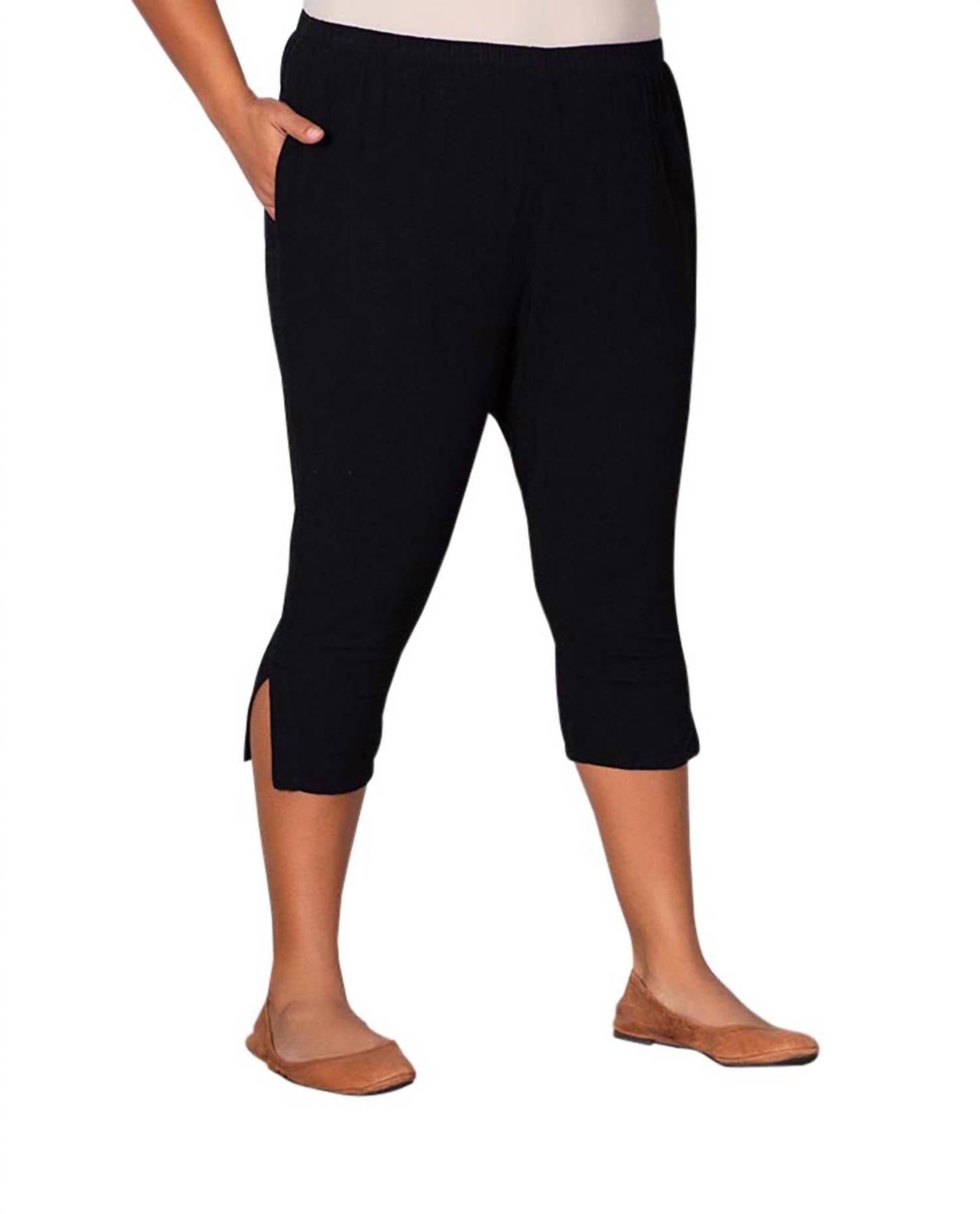 On The Plus Side - Crinkle Cotton Crop Pants - Plus