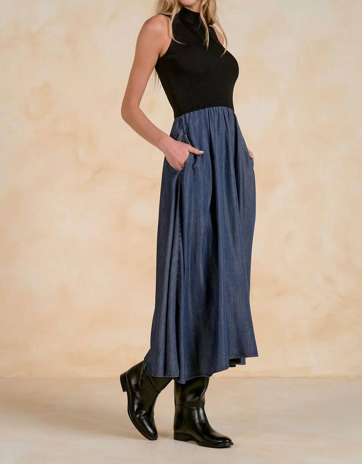 Elan - Sleeveless Mock Neck Dress