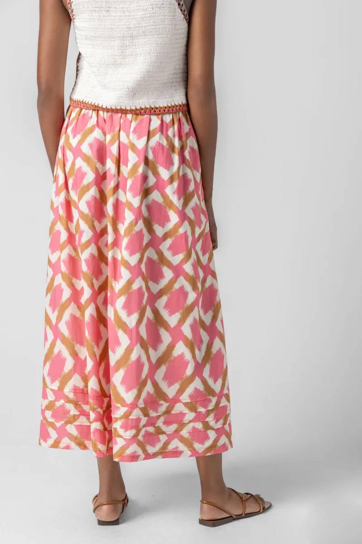 Lilla P - Cleo Shirred Elastic Waist Midi Skirt