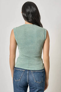 Lilla P - Sunwashed Cap Sleeve Henley Top