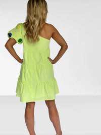 Fantastic Fawn - Sequin Polka Dot Applique One Shoulder Mini Dress