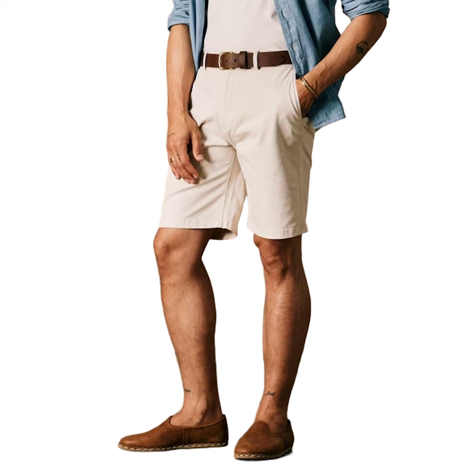 Flint and Tinder Men’s 365 Chino Shorts in cream - men's shorts