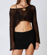 CLA Long Sleeve Knit Top in black - women's shirt