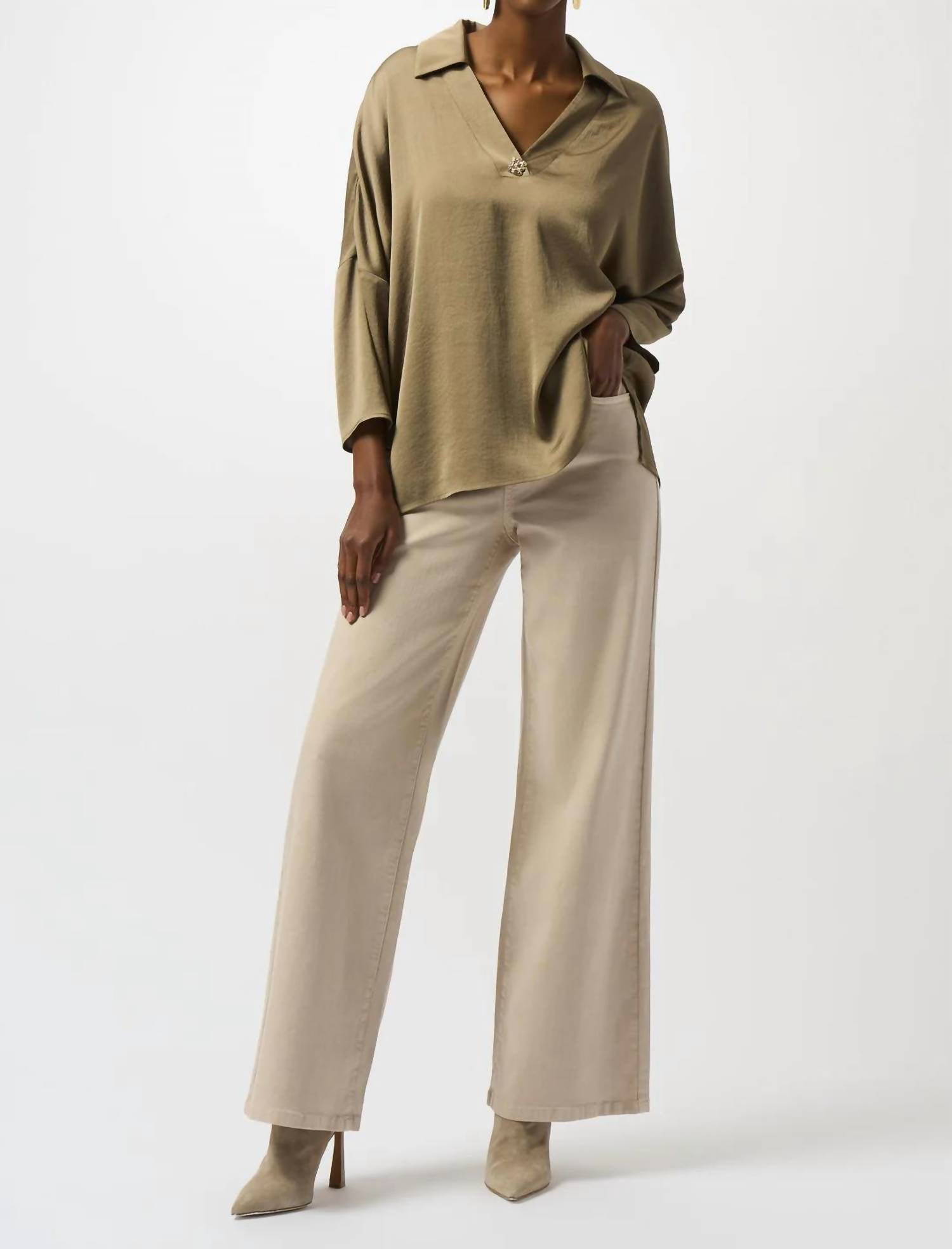 Joseph Ribkoff - V-neck Collar Long Sleeve Top