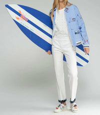 Vilagallo - Straight Leg Trousers Pants With Rick Rack Hem