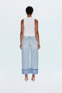 PISTOLA Ryder High Rise Cuffed Straight Jeans in sunrise - women's jeans - detail view