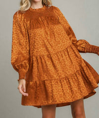 Umgee - Solid Satin Animal Jacquard Woven Dress