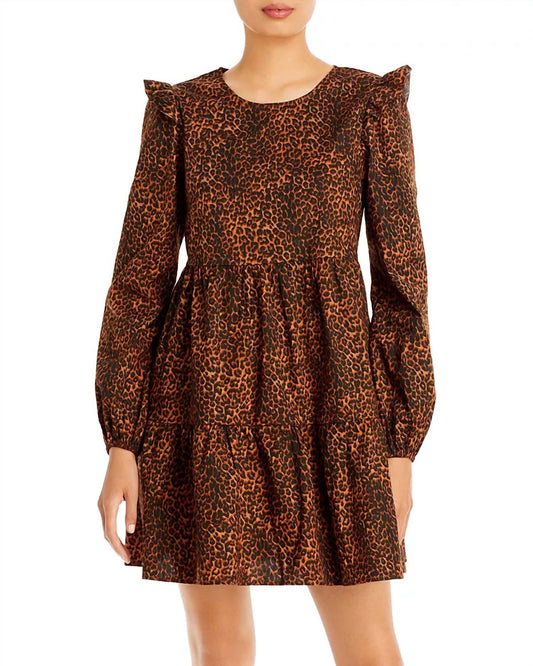 Wayf - Women's Velma Animal Print Ruffled Babydoll Dress