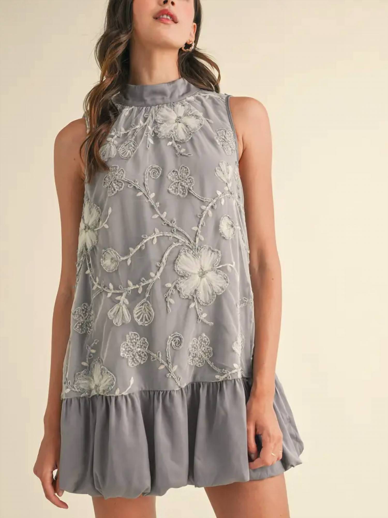 &Merci - Bubble Hem Embellished Mini Dress