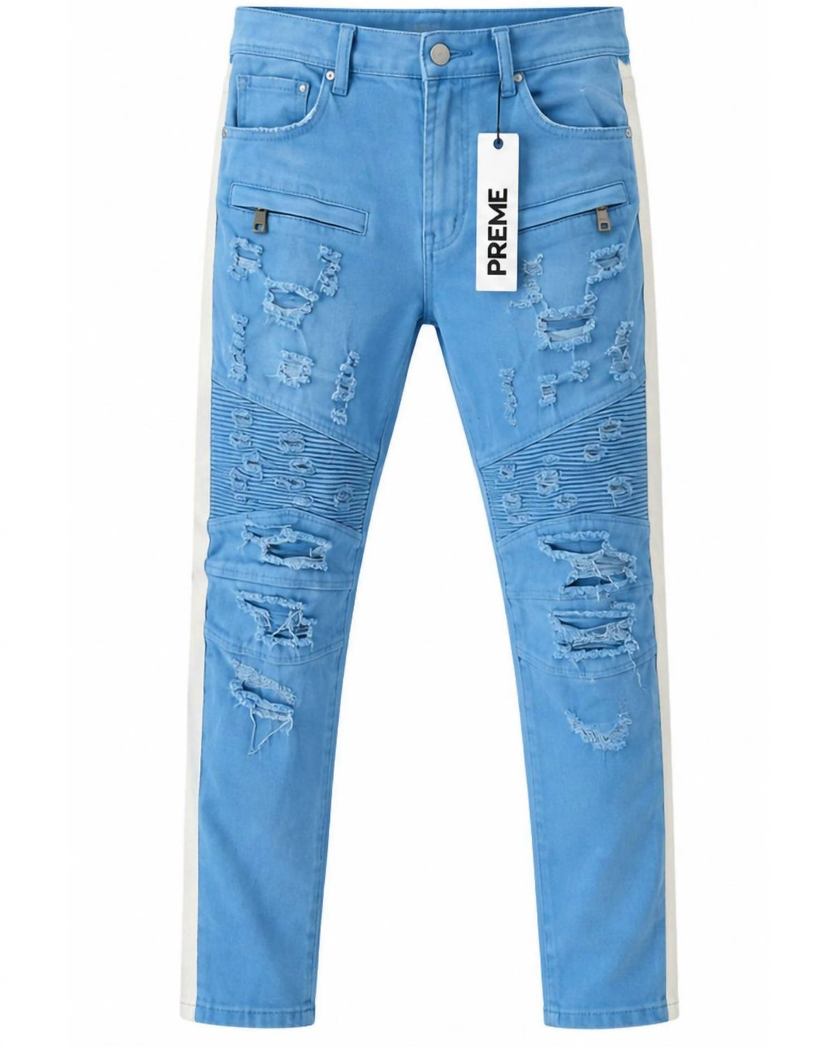 Preme - Men's Distressed Moto Skinny Jeans