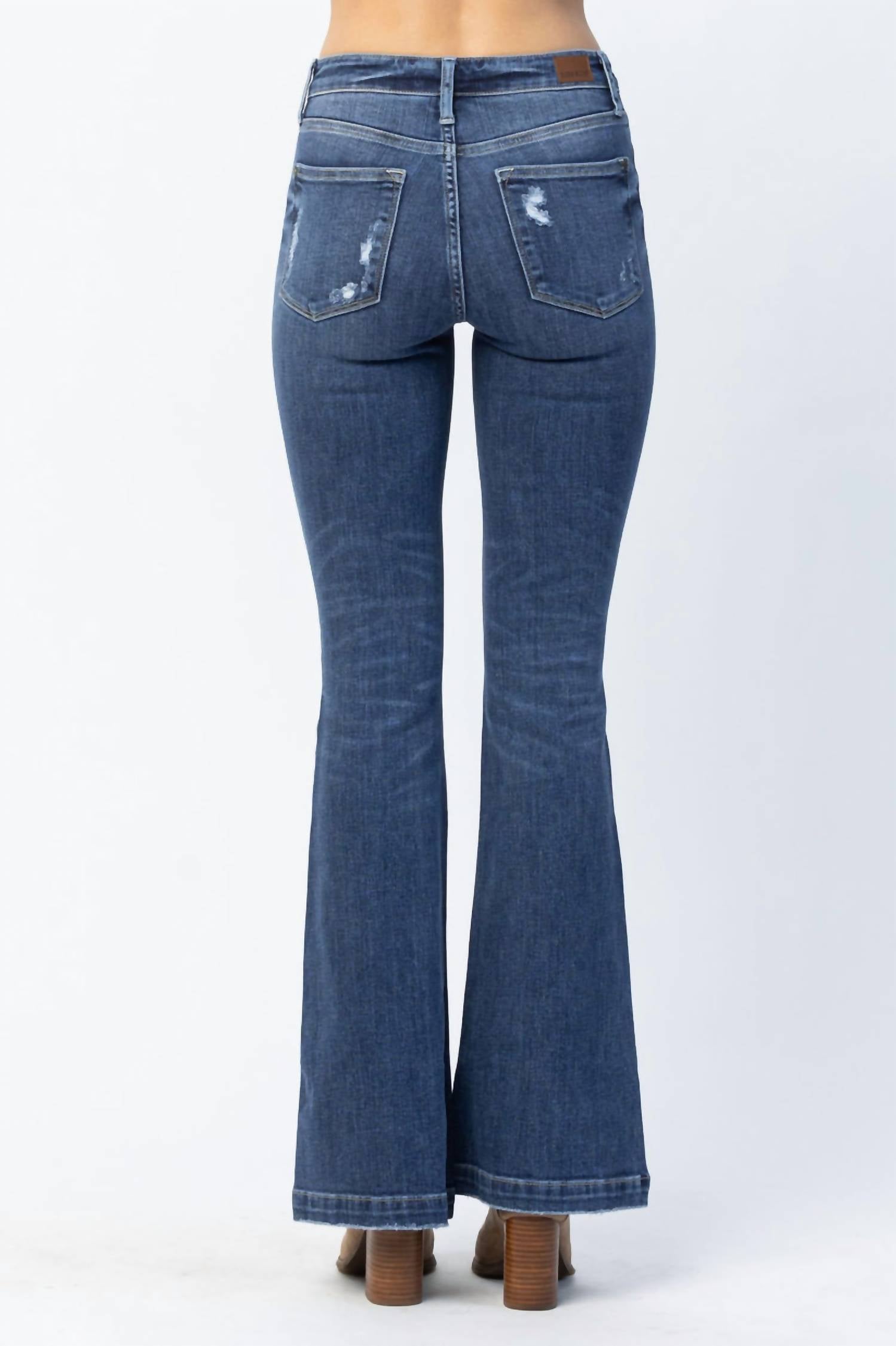 Judy Blue - Superstar Button Fly Flare Destroyed Jeans