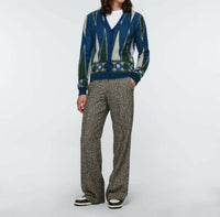 Amiri Backgammon Brushed Cardigan in green white - men's sweater - detail view