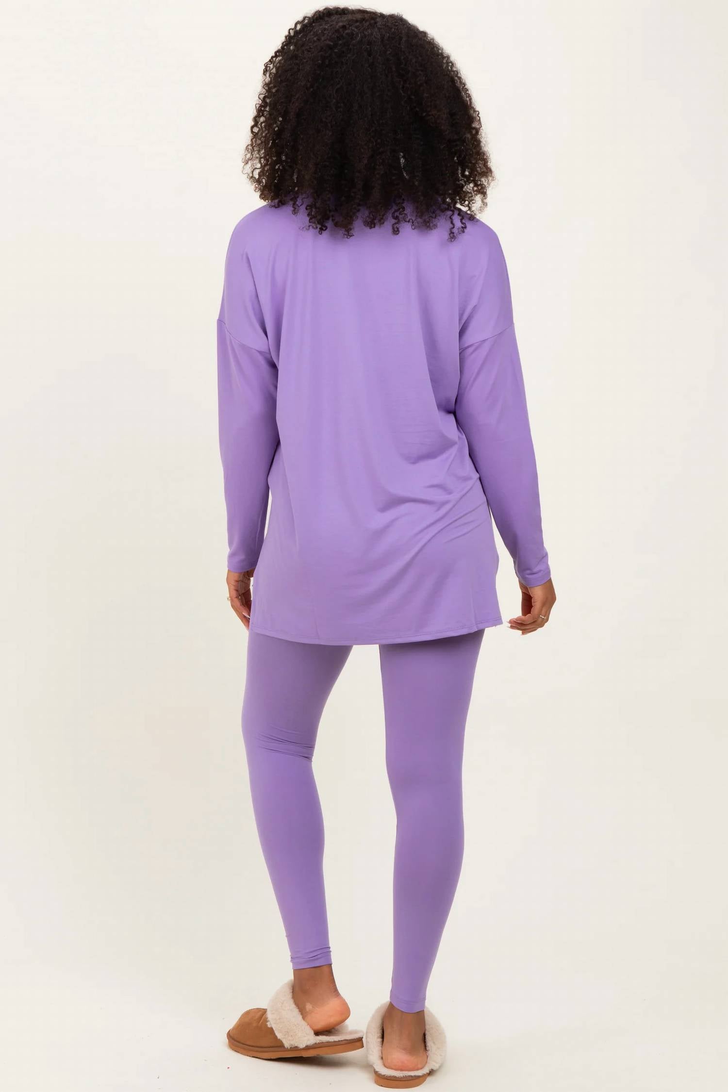 Zenana - Brushed Knit Oversized Top And Legging Lounge Set