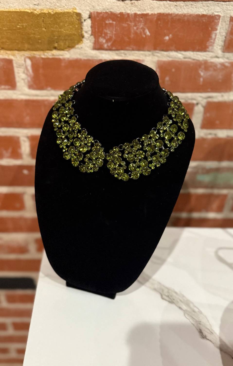 Bling A Gogo Glam Collar Necklace in green - women's jewelry