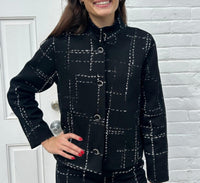 Elliott Lauren Broken Plaid Short Jacket in black white - women's cardigan - alternate view