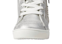Nina Girls Ivette High Top Sneakers in silver distressed metallic - kids' sneaker - alternate view