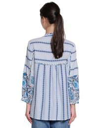 Tru Luxe - Mixed Print Notch Neck Top