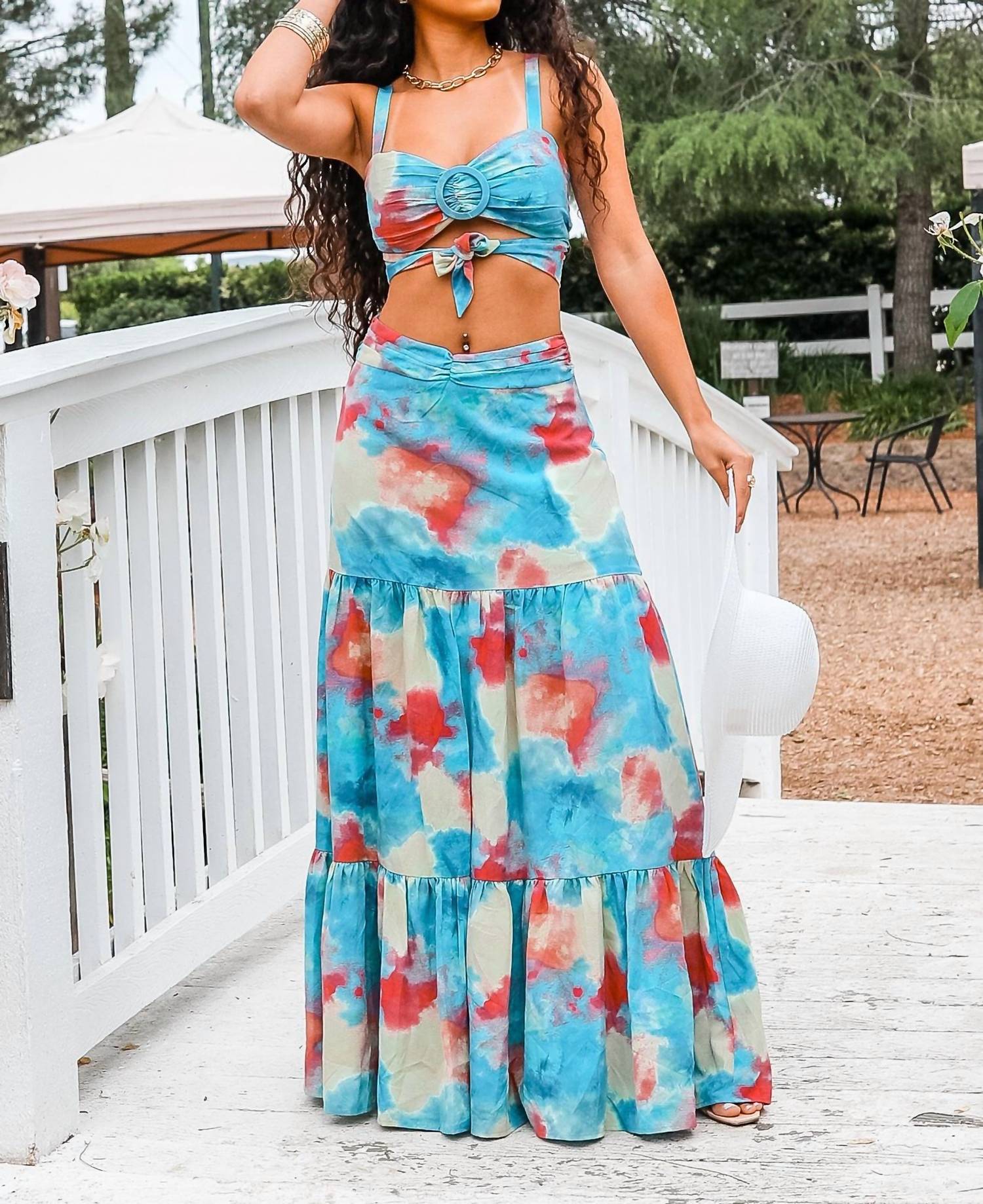 Surelymine - Miami Vibes Printed Maxi Skirt Set