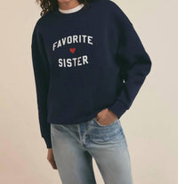 Favorite Daughter Favorite Sister Heart Logo Sweatshirt in navy - women's top