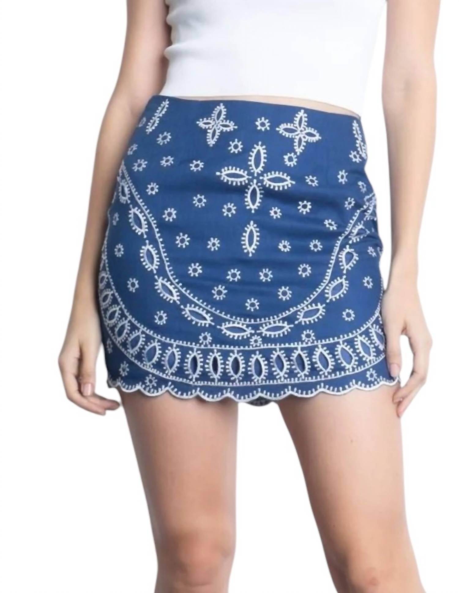 Karina Grimaldi - Illiana Embroidered Linen Skirt