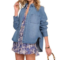 heartloom Suzanne Button Down Shacket in ocean - women's shirt - alternate view