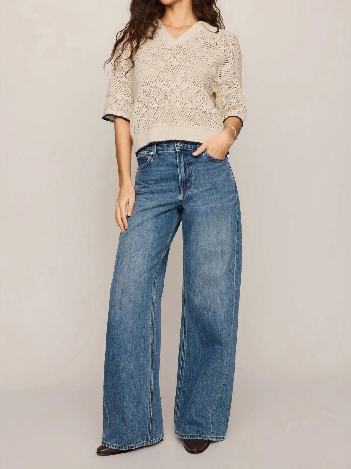 Z Supply - Denman Crochet Polo Sweater
