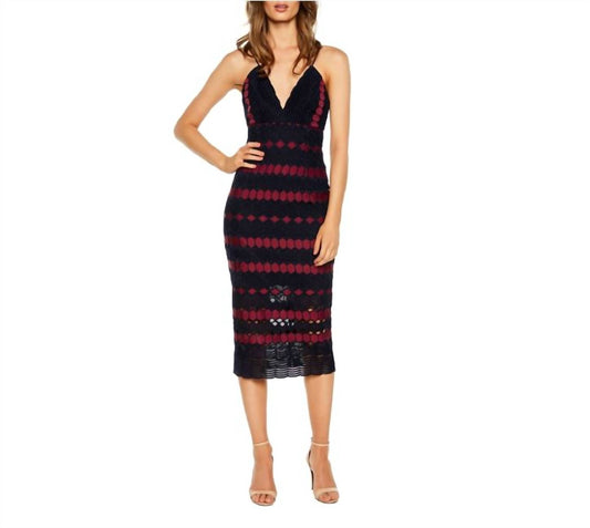 Bardot - Diamond Lace Crochet Sheath Cocktail Midi Dress