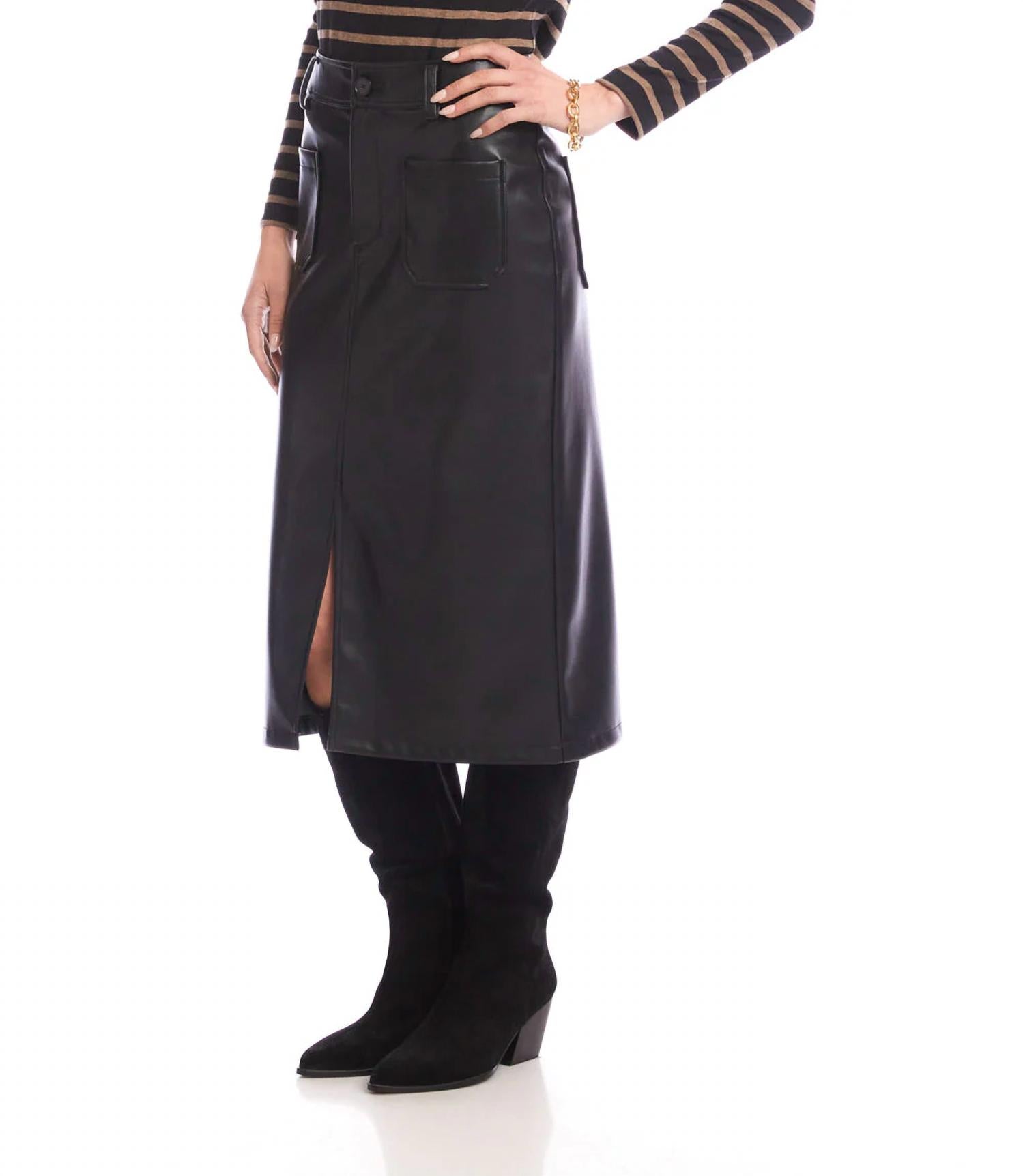Karen Kane - Faux Leather Midi Skirt