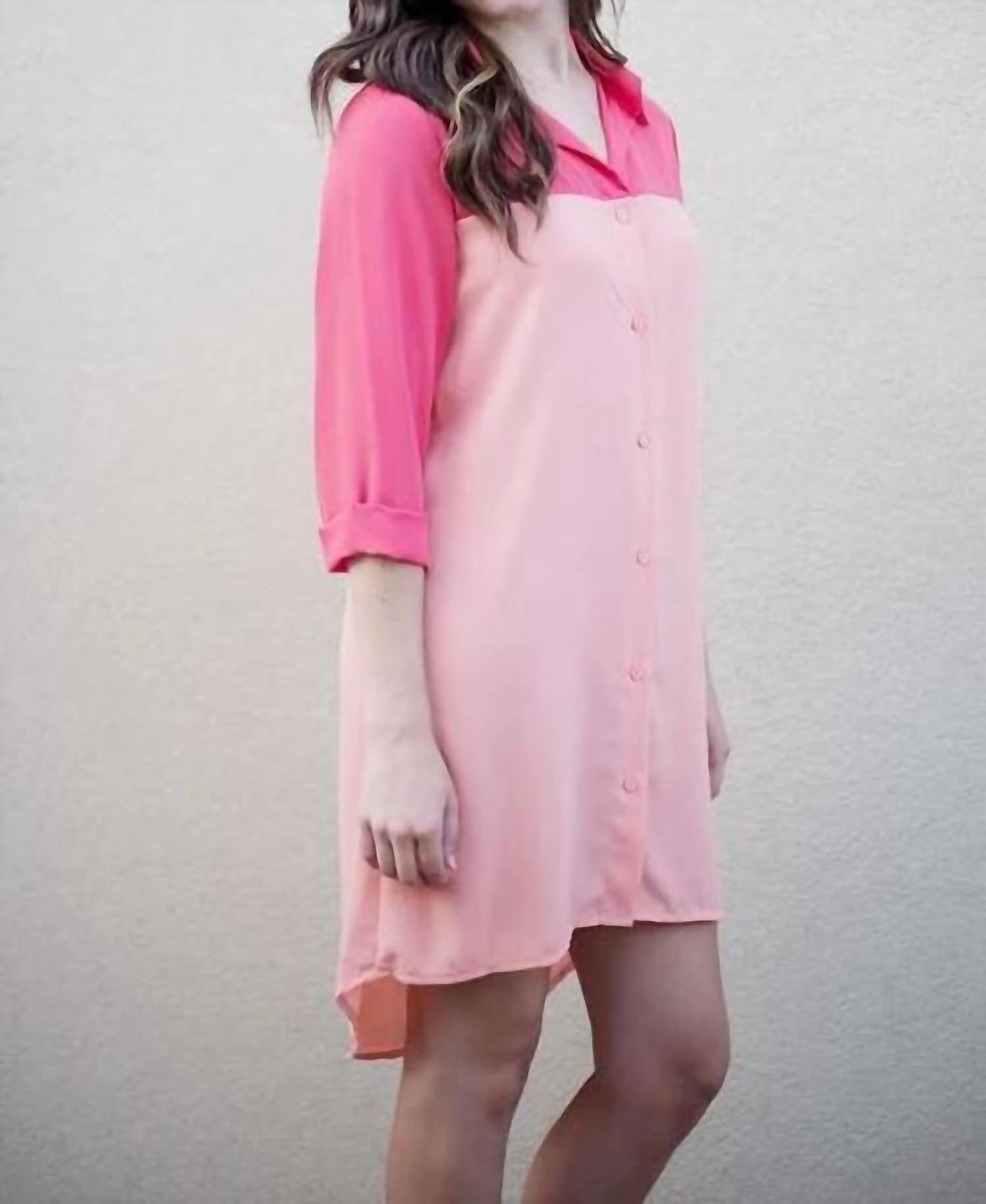 Karlie - Color Block Shirt Dress