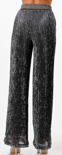 Dance & Marvel Women's Sequined Two Tone Contrast Pants in black - women's pants - detail view