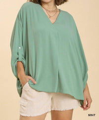 Umgee - High Low Dolman Sleeve Top - Plus