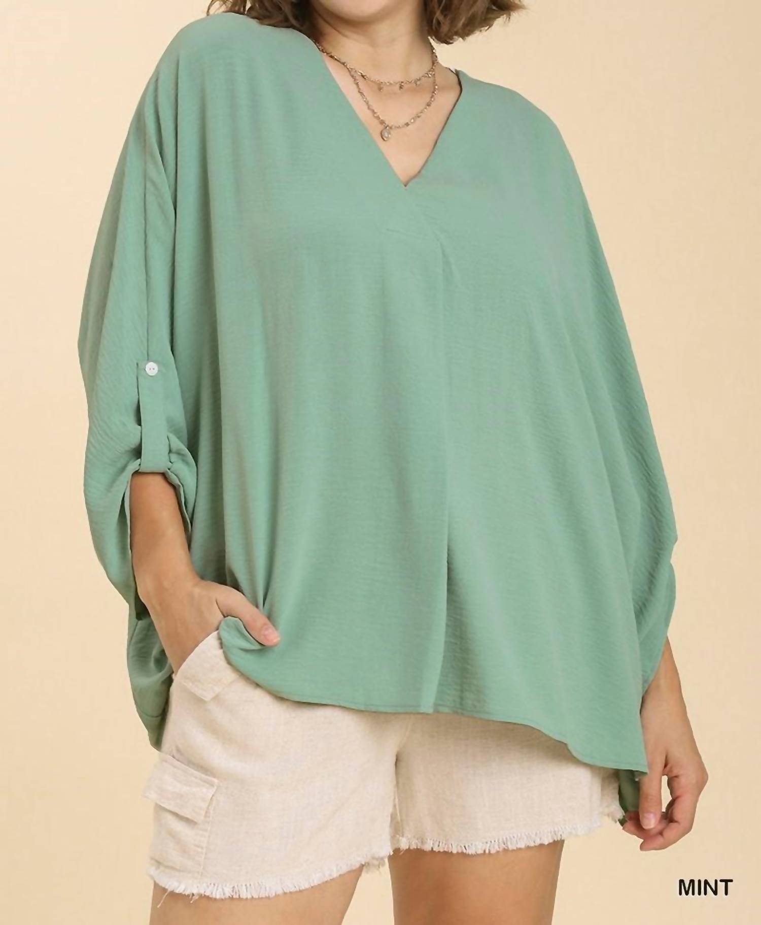 Umgee - High Low Dolman Sleeve Top - Plus